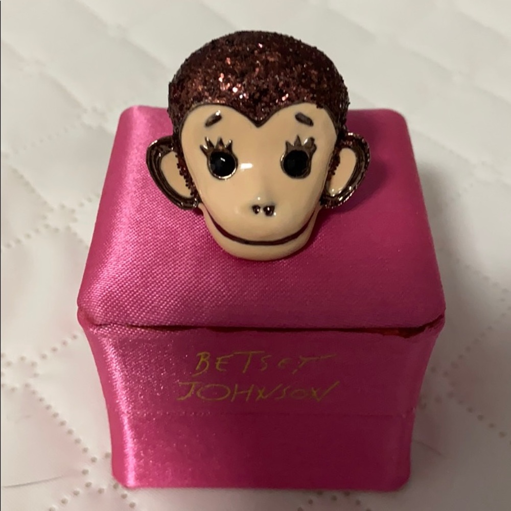 Betsy Johnson rare monkey head ring